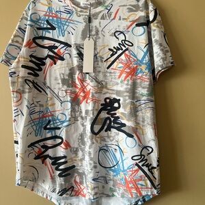 Blue and White Urban Graffiti Short Sleeve Tees